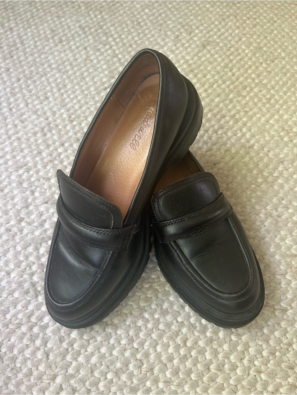 Madewell Black Leather Penny Loafers